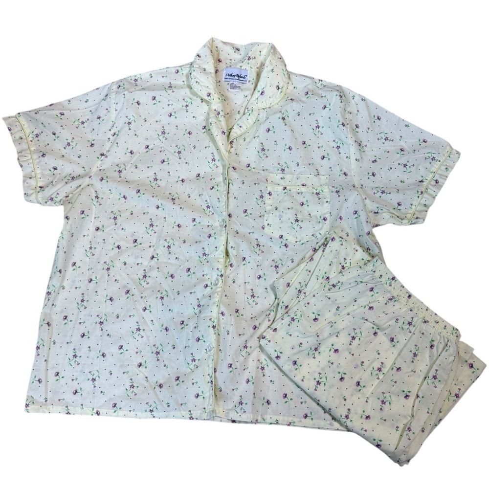 Anthony Richards TWO-PC. PAJAMA SET Cotton Blend Yellow w/ Crop Bottom Size 1X